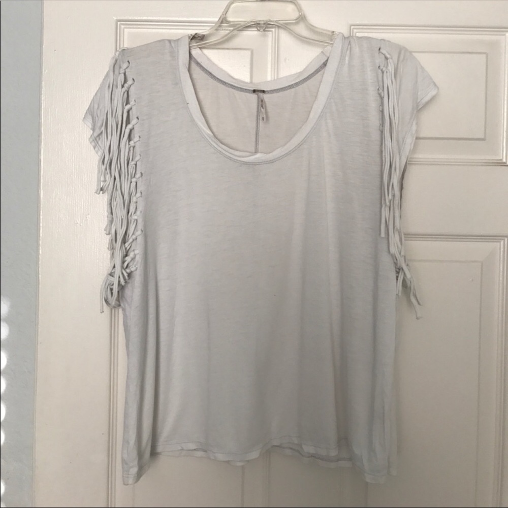 Free People Fringe white top